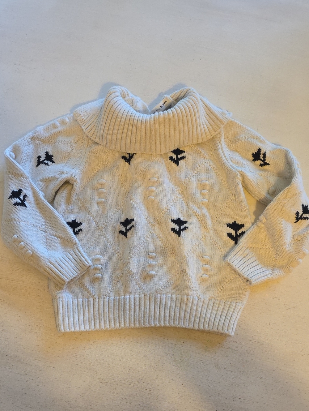 Janie and Jack Off-White Ribbed Turtleneck